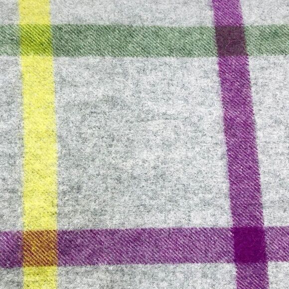 Coach Cashmere Legacy Scarf Shawl Fringe Plaid Gray Pink 64 in Preppy Old Money - Picture 5 of 15